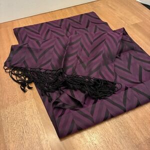 Panissara Silk Black Scarf Thailand Purple Luxe Long Evening Tasseled Chevron